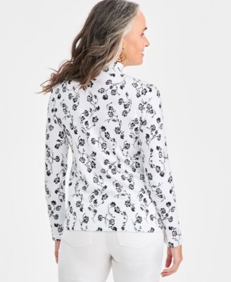 Women's Printed Mock-Neck Knit Top, Created for Macy's