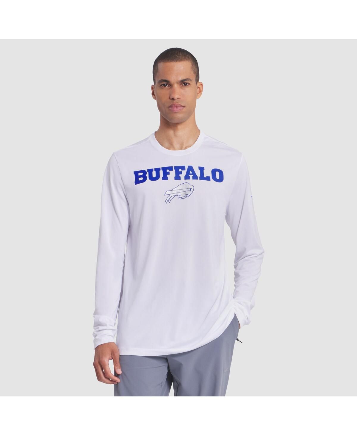 Мужская белая футболка с длинным рукавом Dri-FIT из коллекции Buffalo Bills 2025 Rivalries Sideline Legend