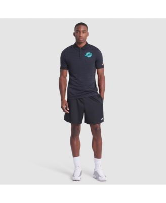 Men's Pitch Blue Miami Dolphins 2025 Rivalries Collection Sideline Victory Striped Dri-FIT Polo Shirt