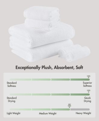 Diagonal Ribbed Cotton 6-Pc. Towel Set
