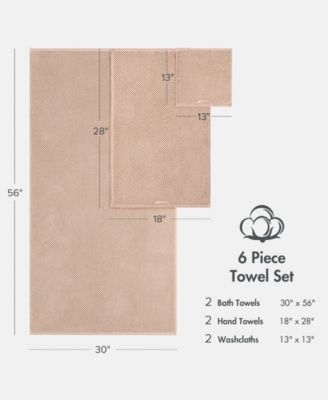 Diagonal Ribbed Cotton 6-Pc. Towel Set