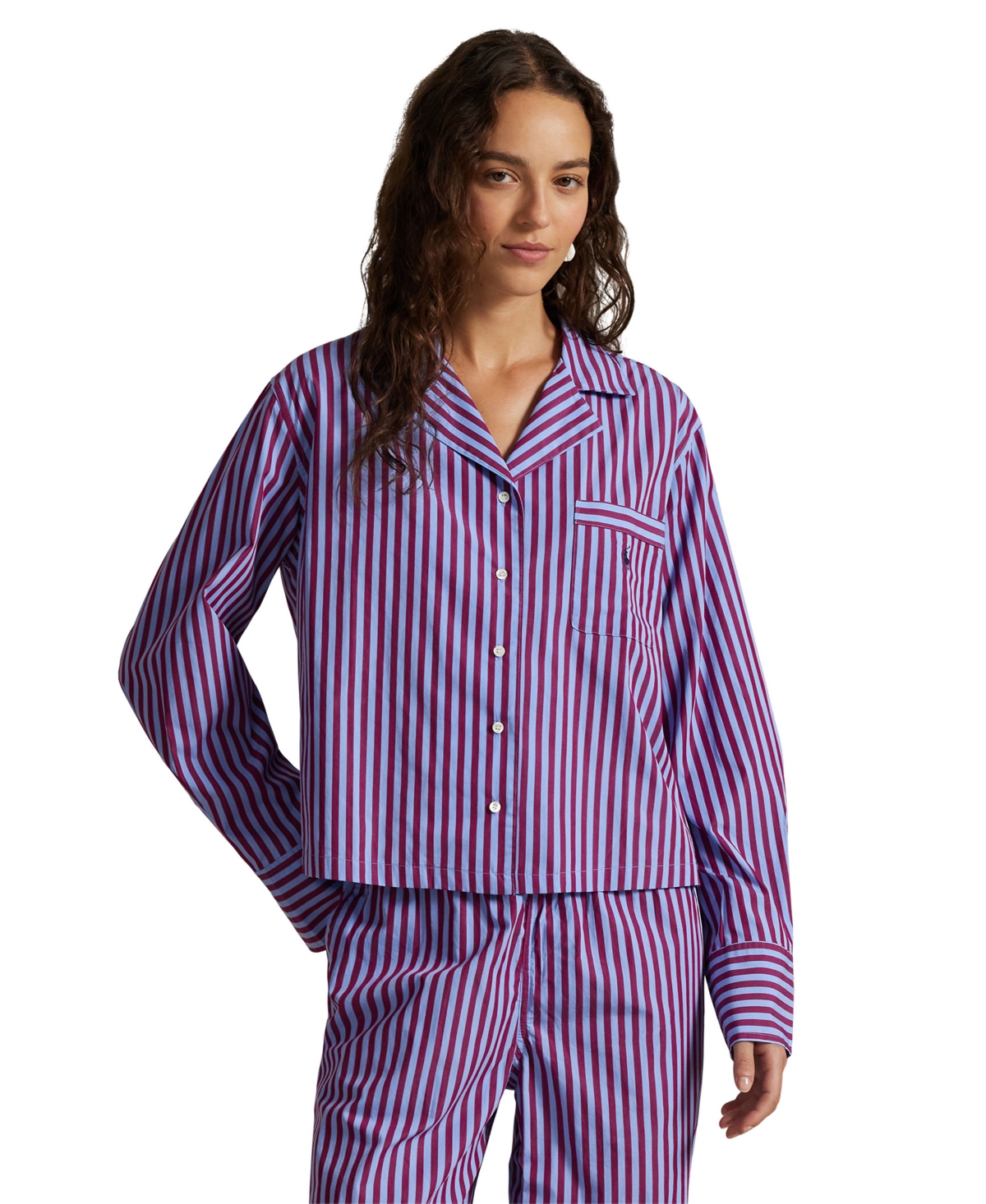 Polo Ralph Lauren Women's 2-piece Buttoned Shirt And Pants Pajama Set In Multi
