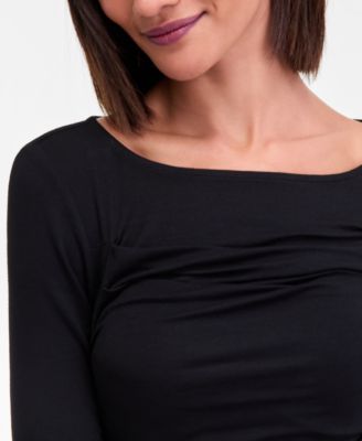 Women's Open-Neck Placed-Pleat Top, Macy's Exclusive