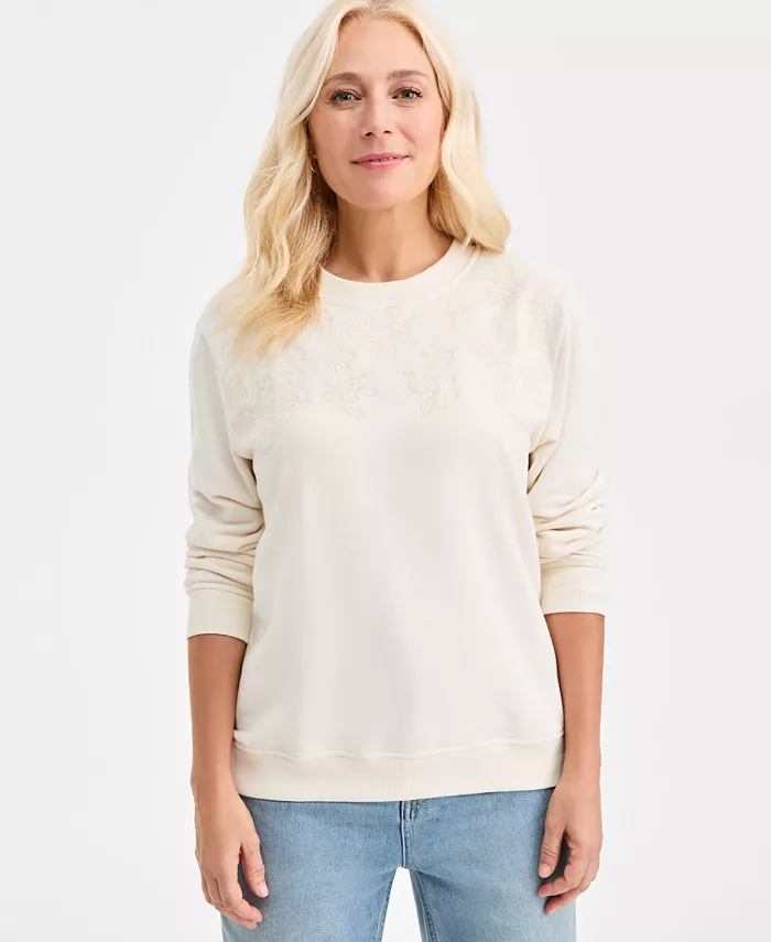 Women's Embroidered Crew Sweatshirt - thumbnail 5