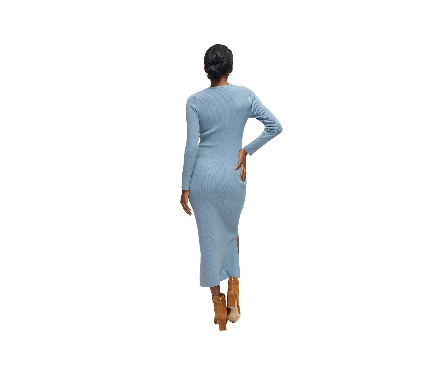 Женское платье Ingrid + Isabel Maternity Long Sleeve Midi Sweater Dress, цвет: Синий серый — фото 5