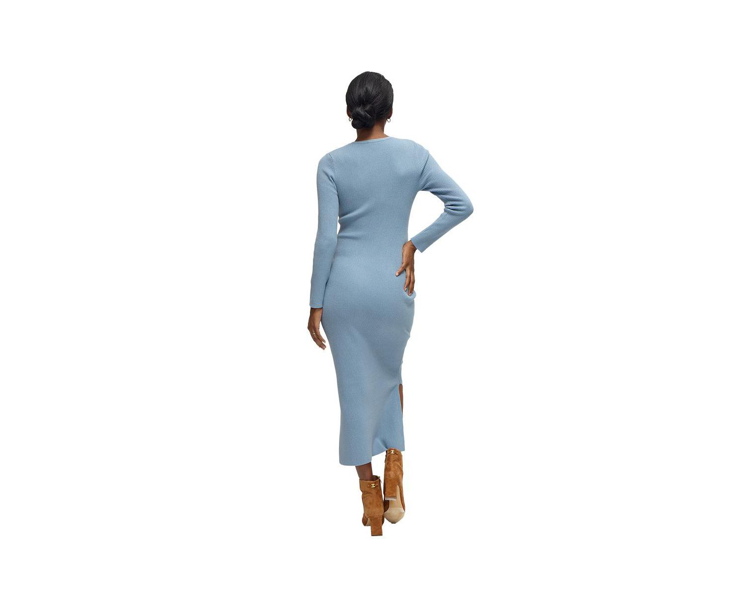Maternity Long Sleeve Midi Sweater Dress