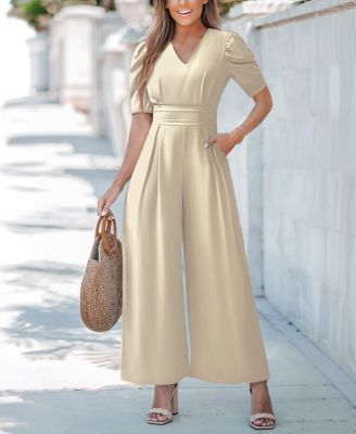 Women's V-Neck Wide Leg Jumpsuit