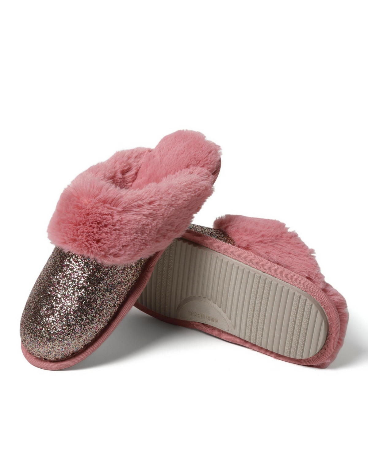 Dearfoams Cozyfoams Women's Glitter Scuff Slipper with Gift Bag