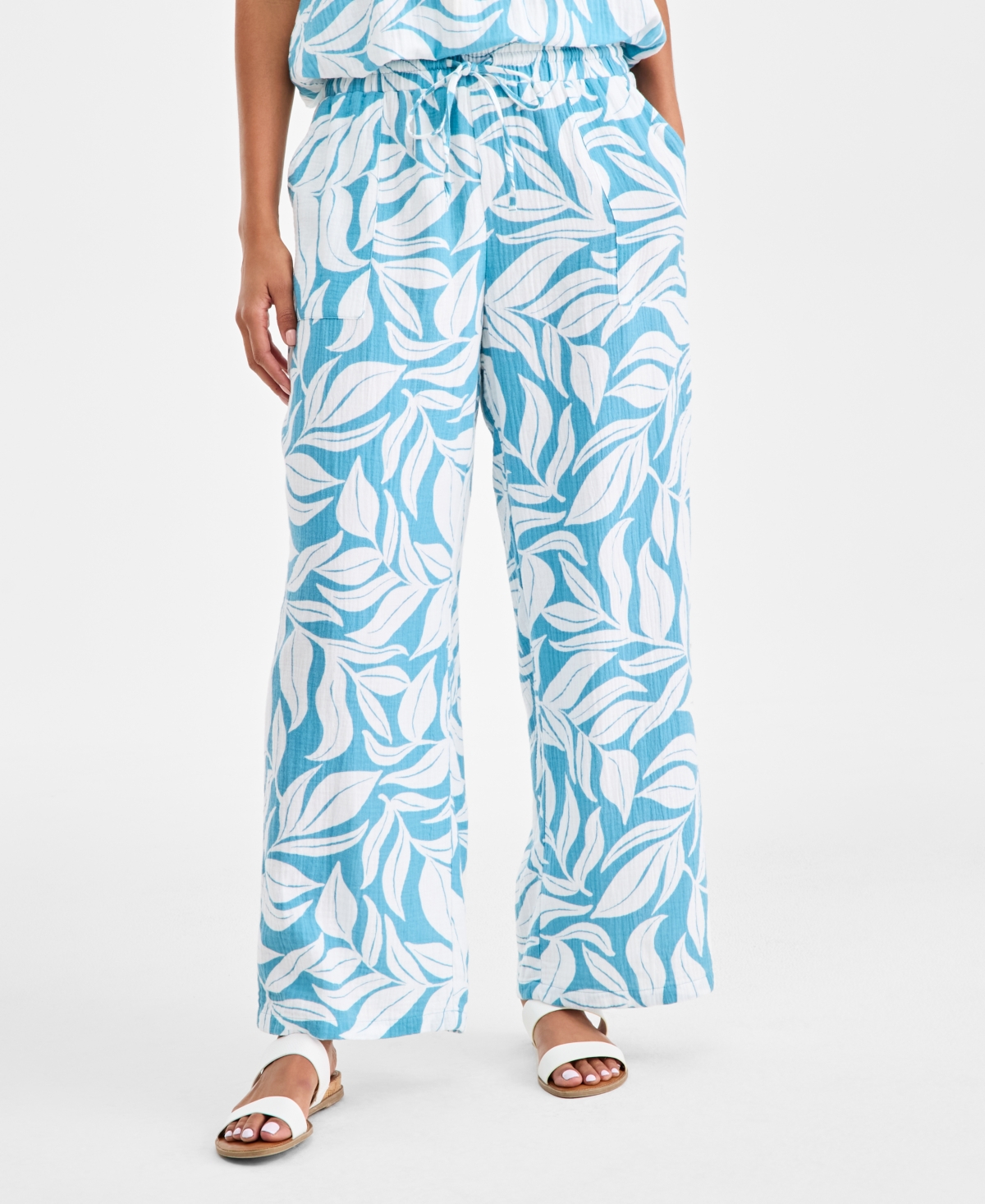 Style & Co Women's Printed Cotton Gauze Pull-On Pants, Macy's Exclusive