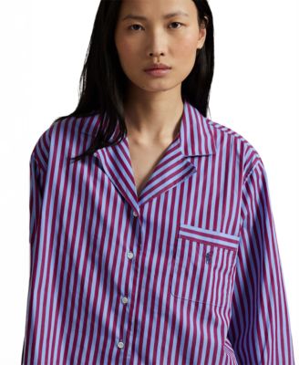 Women's 2-Piece Cropped Shirt and Boxer Shorts Pajama Set