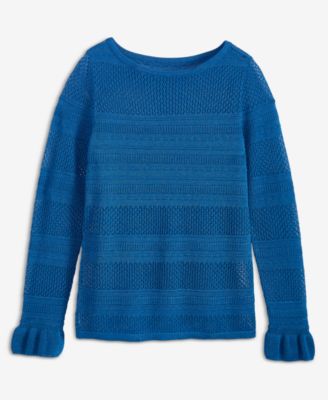 Women's Ruffled Pointelle Sweater, Macy's Exclusive