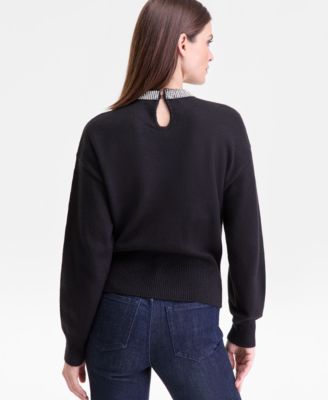 Women's Rhinestone Collar Sweater