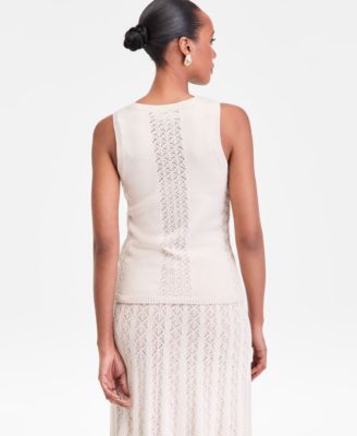 Women's Crochet-Panel Sweater Vest, Macy's Exclusive