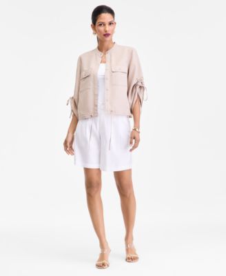 Women's Tie-Sleeve Chambray Tie-Waist Blouse, Macy's Exclusive