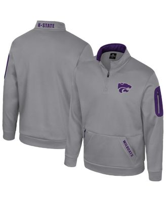 Colosseum - Men's Grey Kansas State Wildcats Mainframe Quarter-Zip Fleece Jacket