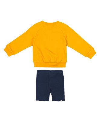 Girls Toddler 2-Piece Gold/Navy West Virginia Mountaineers Beta Fleece Sweatshirt and Shorts Set