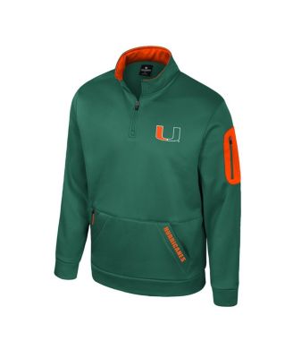 Men's Green Miami Hurricanes Mainframe Quarter-Zip Fleece Jacket