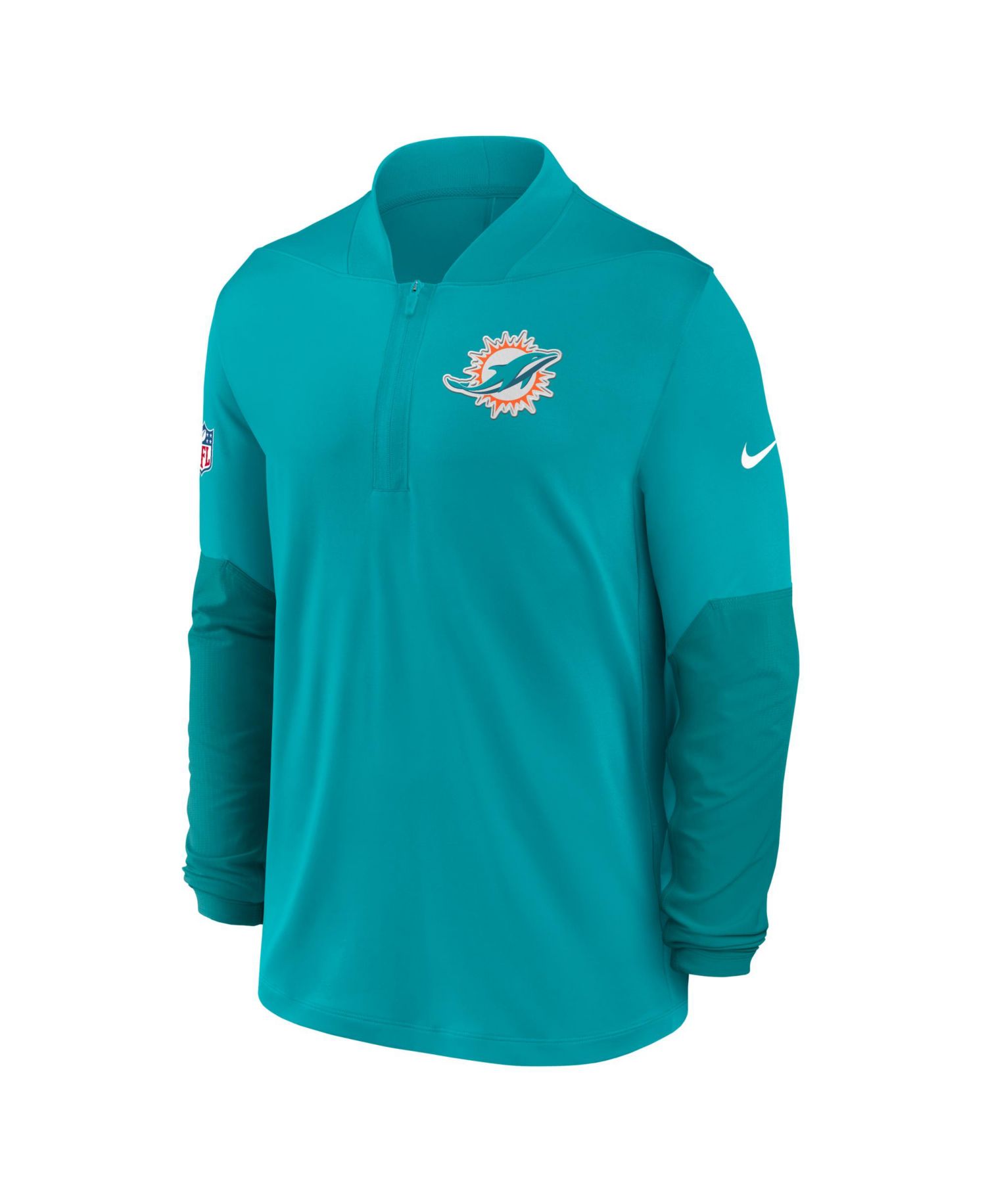 Men's Aqua Miami Dolphins Sideline Dri-FIT Half-Zip Pullover