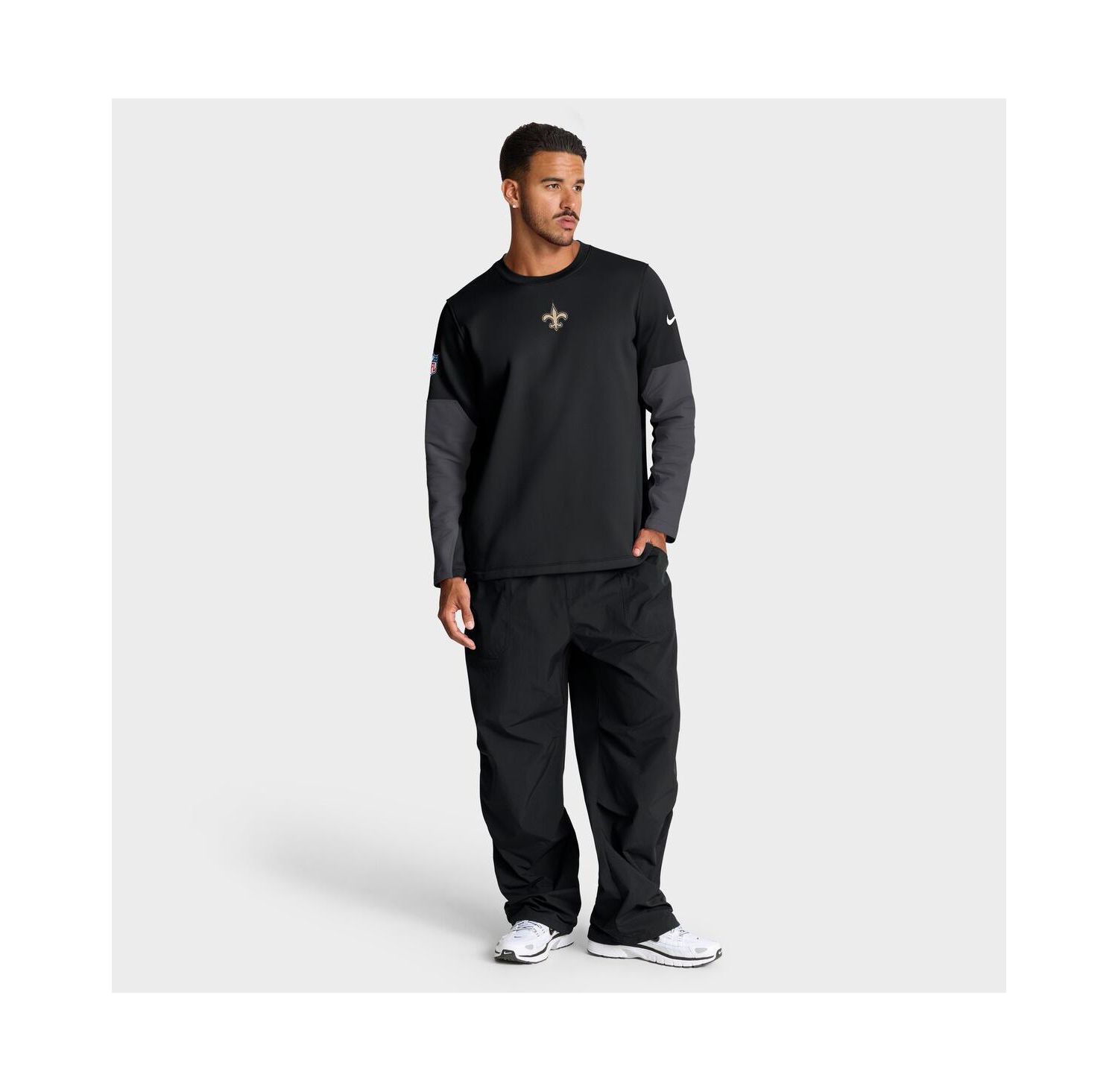 Men's Black New Orleans Saints Sideline Coach Therma-FIT Long Sleeve T-Shirt