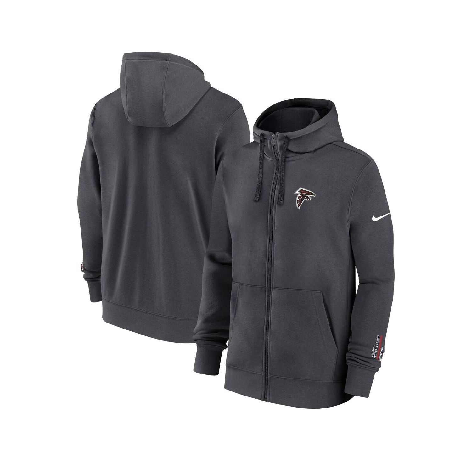 Men's Anthracite Atlanta Falcons Primetime Club Full-Zip Hoodie