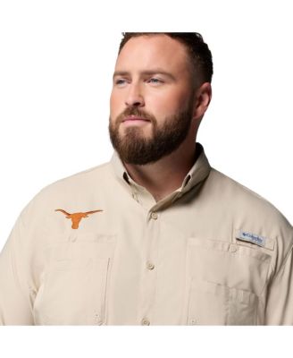 Men's Tan Texas Longhorns Big Tall Collegiate Tamiami Omni-Shade Full-Button Shirt