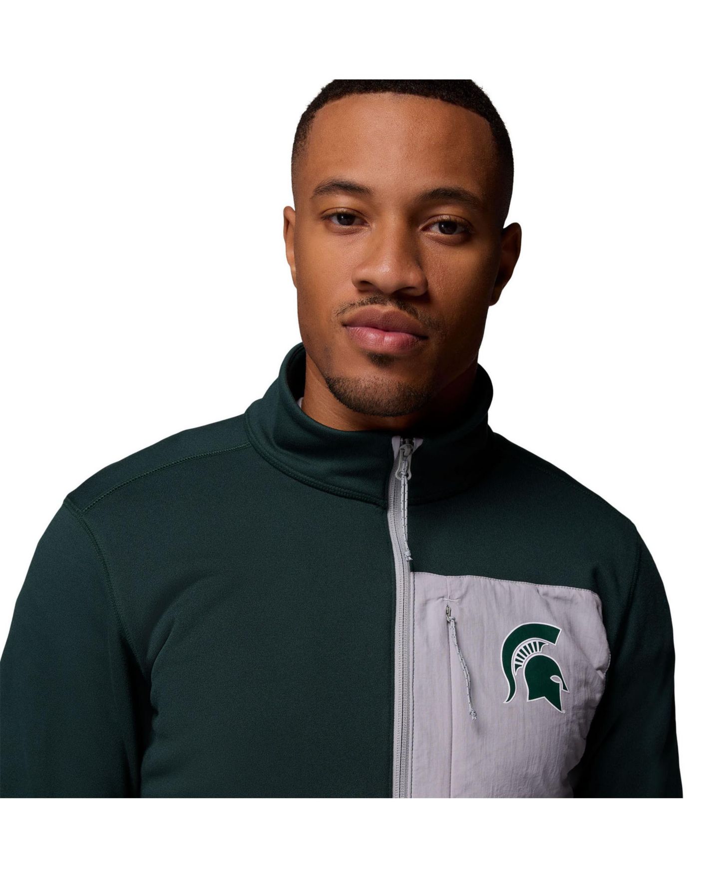 Мужская толстовка Columbia Green/Gray Michigan State Spartans Hike Omni-Wick Half-Zip Pullover — фото 5