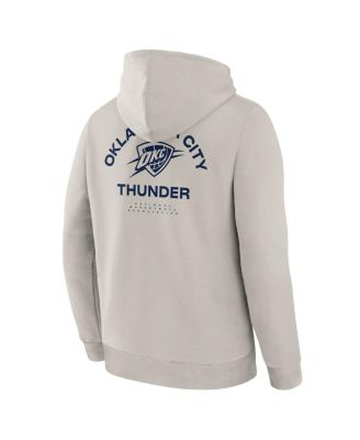 Men's Cream Oklahoma City Thunder Crossover Collection Blocked Shot Premium Pullover Hoodie