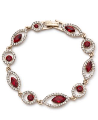 Rhodium Glass Stone Silver-Tone Flex Bracelet