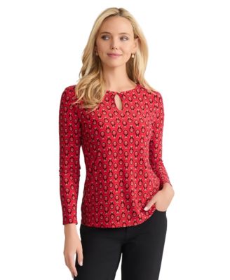 Petite Long Sleeve Keyhole Top