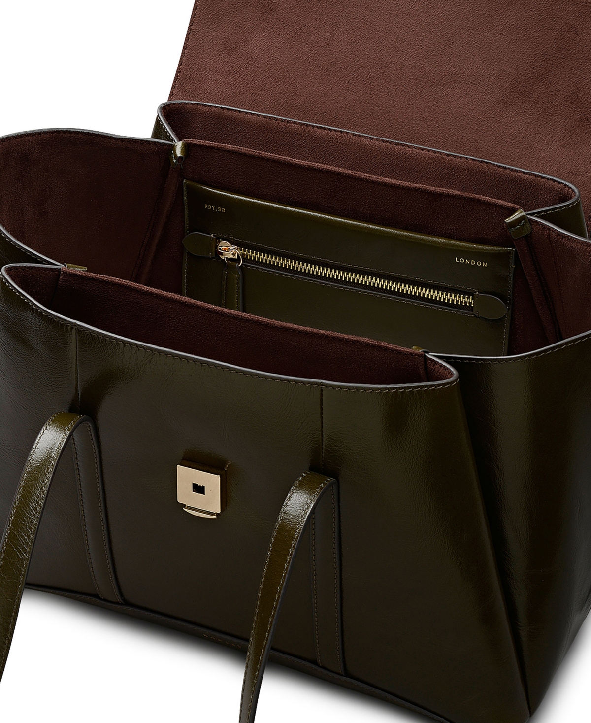 Radley London The Chancery High Shine Large Leather Shoulder Bag In Brown