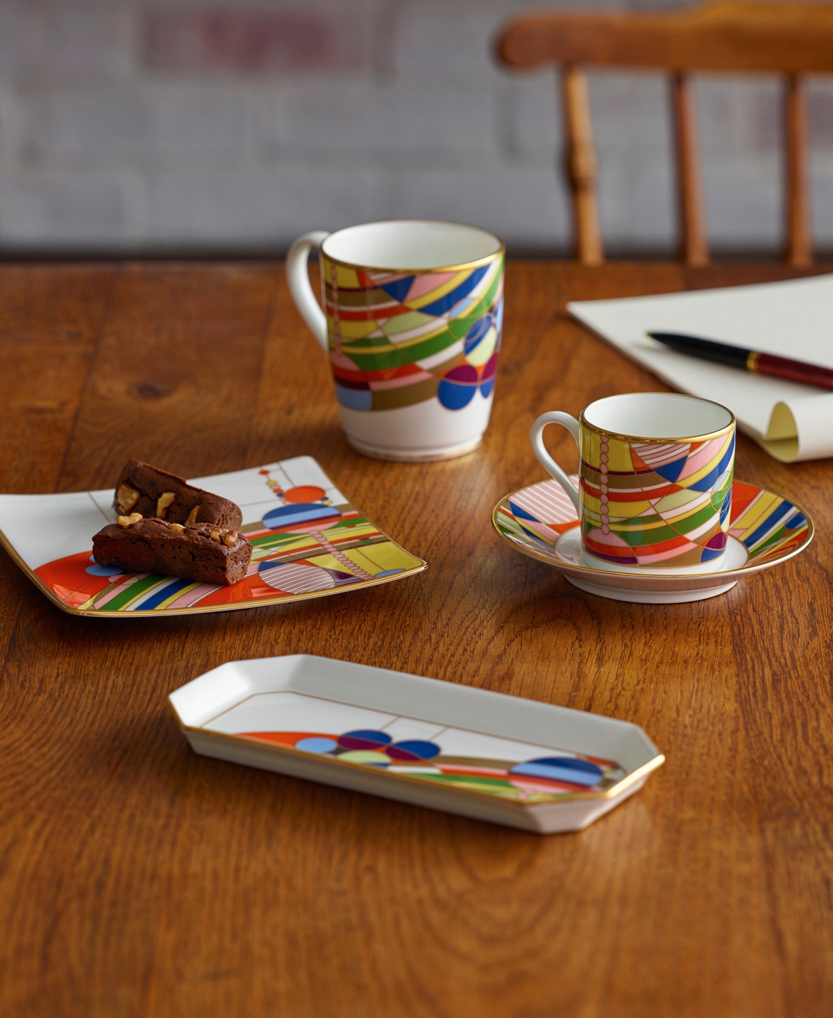 Noritake Frank Lloyd Wright March Balloons After Dinner Cup and Saucer, Set of 4