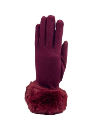 Women's Faux Fur Cuff Jersey Touchscreen Glove