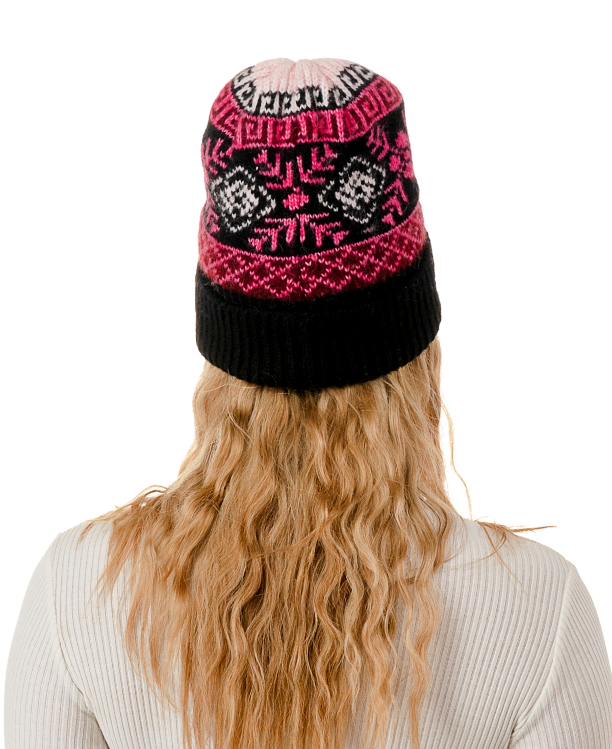 Marcus Adler Knit Fairisle Beanie Hat In Black
