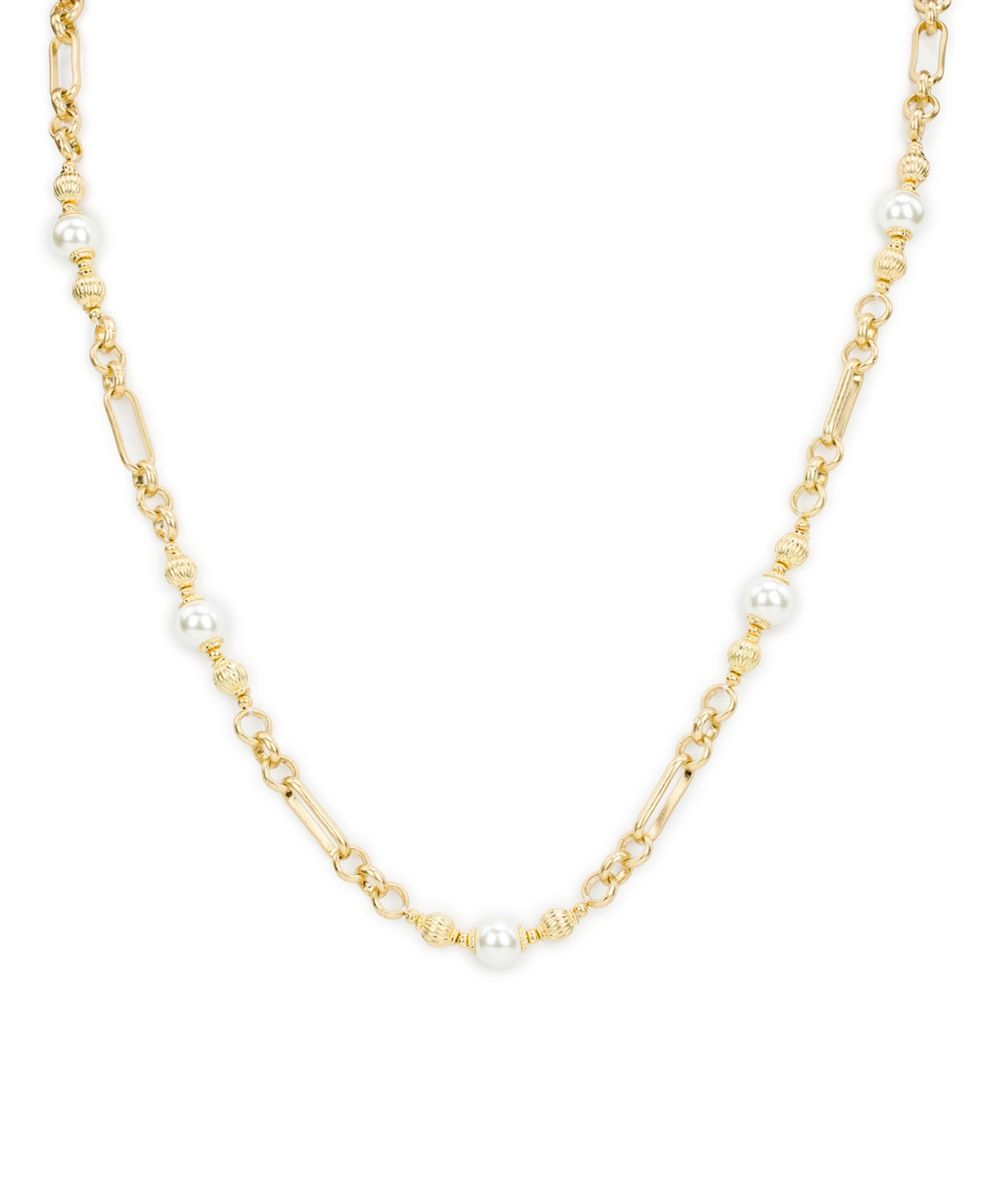 Patricia Nash Glass Cultivated Pearl Worn Gold-tone Station Necklace In Gold