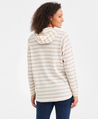 Women's Striped Waffle-Knit Pullover Hoodie, Macy's Exclusive