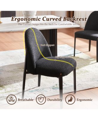 Minimalist 3-Piece Faux Marble Round Table with Black Boucle Armless Chair Dining Room Set for Kitchen