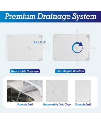 2-Tier Collapsible Multi-Functional Dish Drying Rack with Cutlery Box and Cup Holder