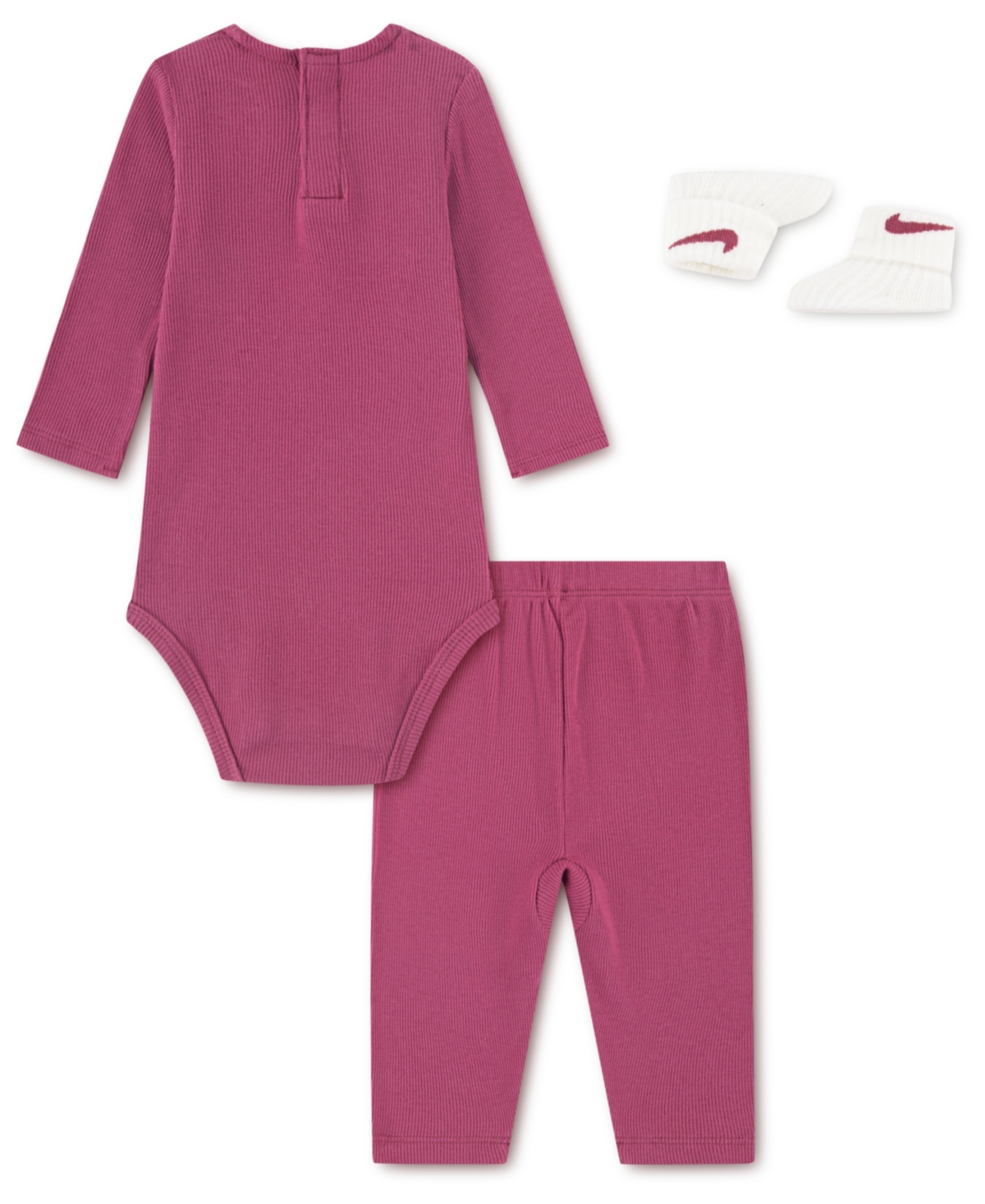 Nike Baby Girls 3-piece Ribbed Bow Bodysuit Boxed Set In Pink