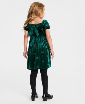Girls' 2T-6X Short-Sleeve Stretch Velvet Dress