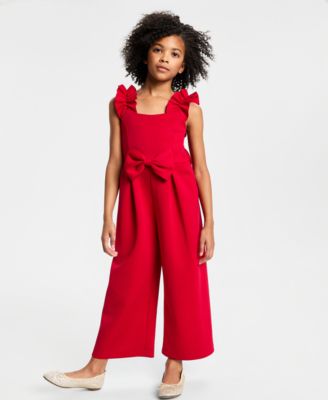 Girls' 7-16 Ruffled Scuba Jumpsuit