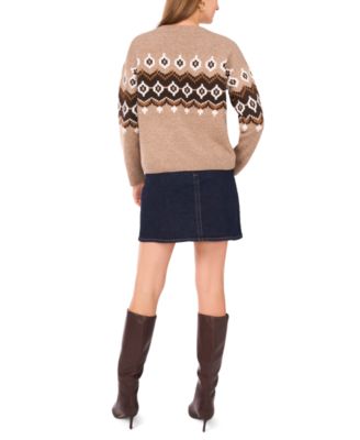 Women's Crewneck Fair Isle Long-Sleeve Sweater