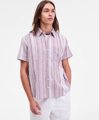 Men's Patio Striped Short-Sleeve Button-Up Shirt and Linen Blend Pants, Macy's Exclusive	