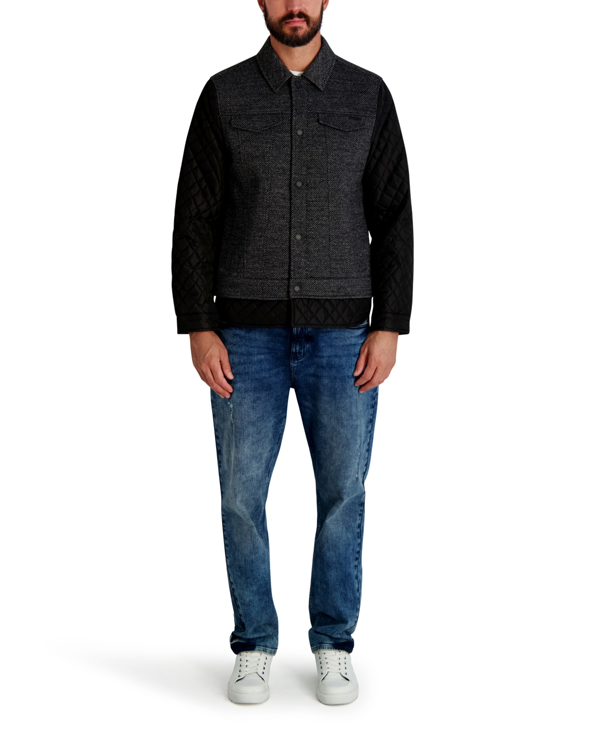 Karl Lagerfeld Paris Men's Quilted Trucker Jacket