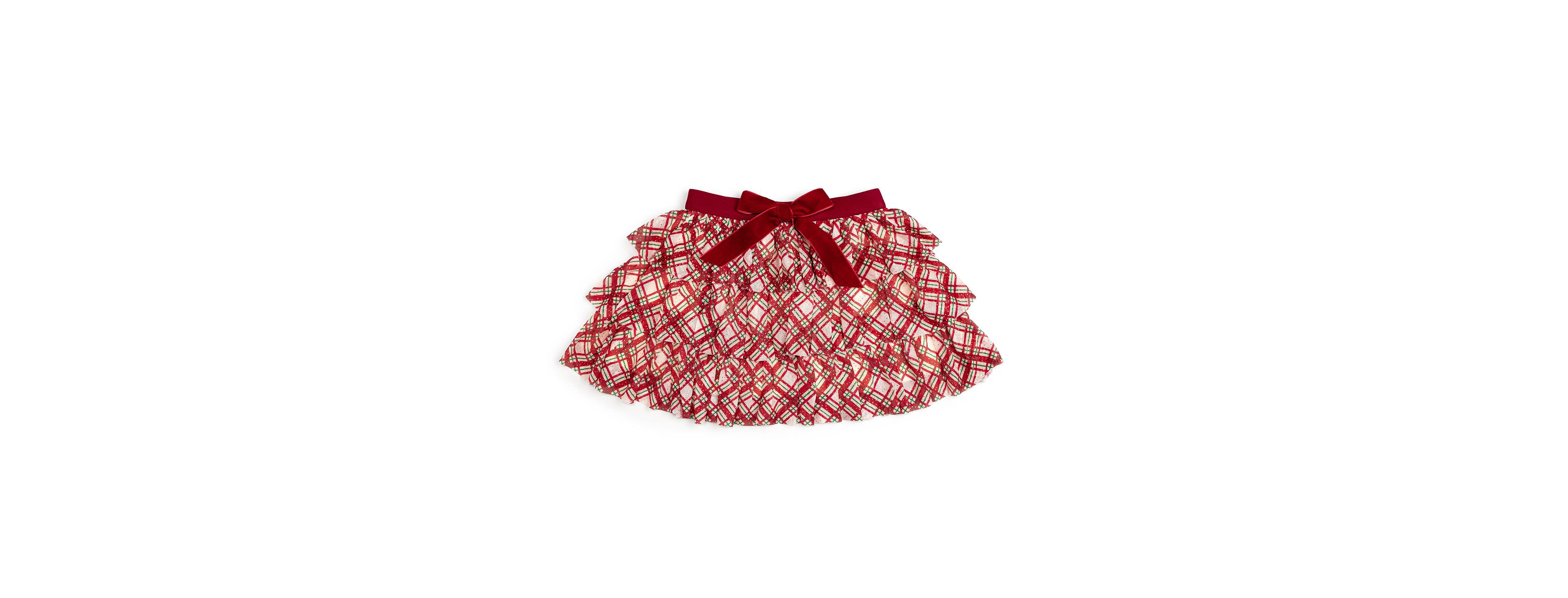 Sweet Wink Little and Big Girls Christmas Plaid Bow Tiered Tutu Skirt