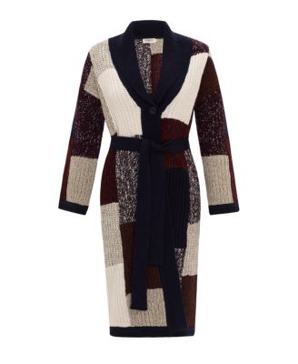 Women's Vivienne Colour Block Wool Midi Robe Cardigan