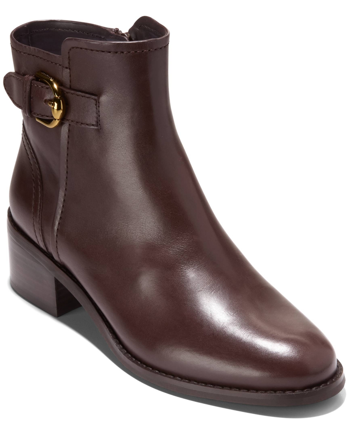 Cole Haan Hanover Buckle Leather Bootie In Brown