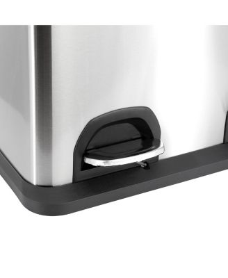 2 Section 15 Liter/ 4 Gallon Each Section Trash and Recycling Step Bin in Matte Silver