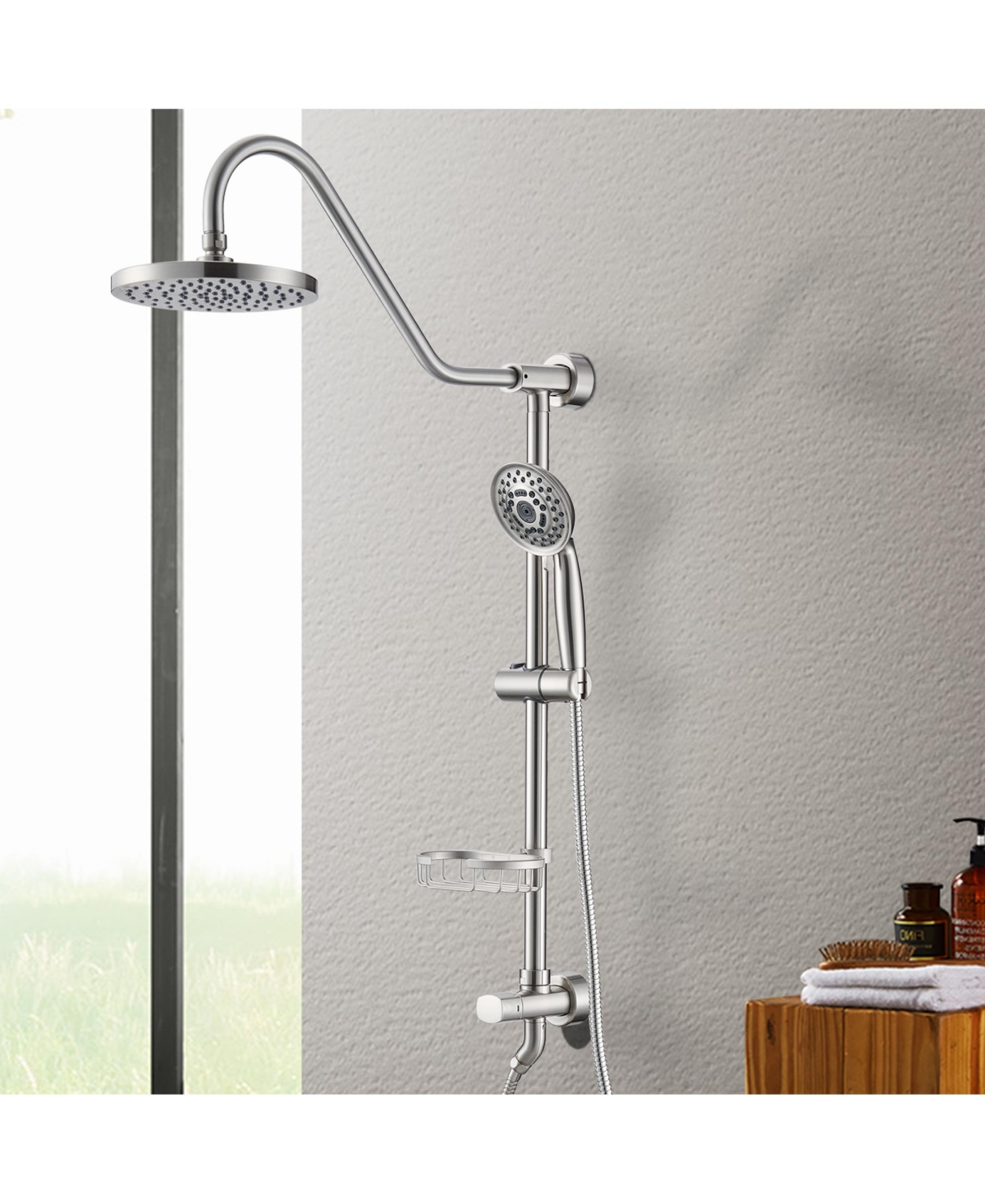 Rainsken 8-Inch Rain Shower Head with Handheld Shower System