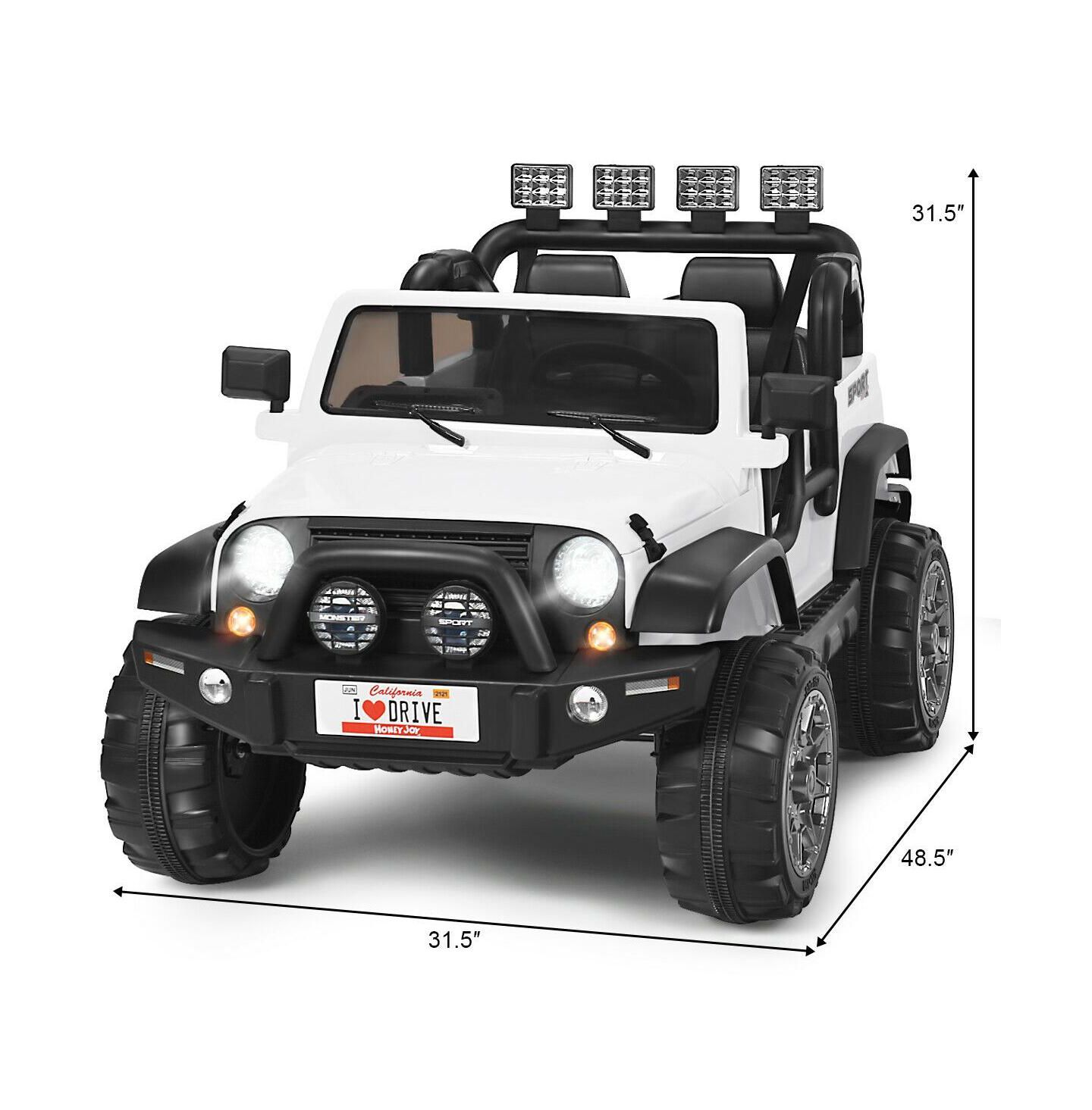 Детская игрушка HONGGE 12V Two-Seater Remote Control Ride-On Truck with LED Headlights, For 2 Players, Ages 3-7, цвет: Белый — фото 5
