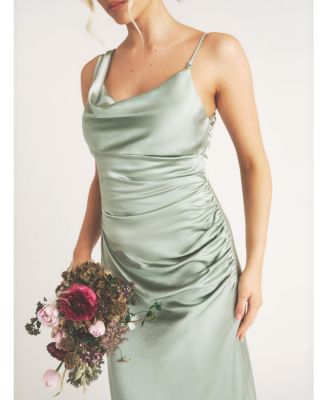 Cowl Front Asymmetric Bridesmaid Dress